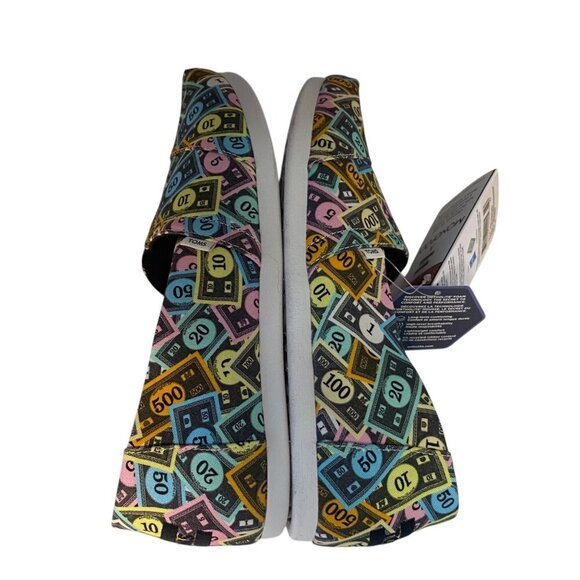 Toms X Monopoly Womens Alpargata Slip-On Shoes Size W10 Money Print Canvas - Picture 8 of 16